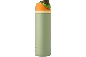 Owala FreeSip Insulated Stainless Steel Water Bottle with Straw for Sports and Travel, BPA-Free, 24-oz, Orange/Green (Camo Co