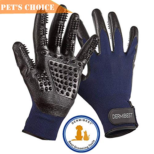 Pet Deshedding Glove Grooming Gloves Hair Brush Remover Mitt-Enhanced Pet Ninja Gloves Five Finger Design Comb Glove-Perfect for Cats Dogs Horses with Long & Short Fur Shedding, Bathing, Massaging.