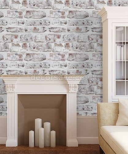 Arthouse Whitewashed White Brick Wallpaper, Photographic Design, 3D Effect, Realistic Rustic Brick - Image 5