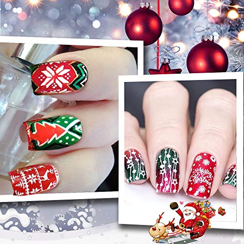 Nail Stamping Polish - Upgrade 4 Bottles Nail Art Lacquer Polish Gold Silver Blue Red Nail Plate Polish Varnish and Free Fast Drying Top Coat for Manicure Printing