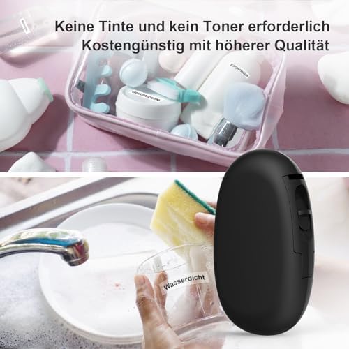 E10 Etikettendrucker mit Bluetooth und Endlosetiketten, Schwarz