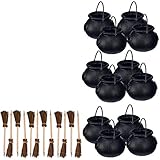 Fun Express 12 mini cauldrons + 12 broom pens Harry Potter party or Halloween Party set!
