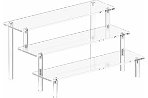 HOEWINA Acrylic Display Stand Risers, 3 Tier Perfume Stand Organizer, Clear Cupcake Stand Holder, Large Shelf Risers for Figures, Display Shelf for Collectibles, Dessert Shelves for Decoration and Organizer