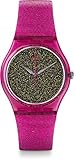 Swatch Women's 34mm Pink Plastic Band & Case Quartz Gold-Tone Dial Analog Watch GP149