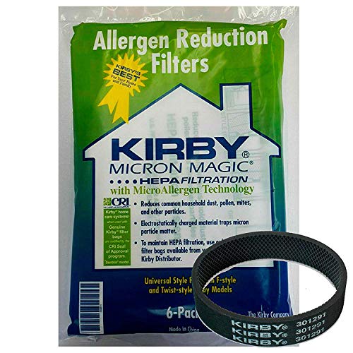 Kirby Universal Bag Kirby #204811 - Universal Hepa White Cloth Bags for All Generation & Sentria Models (6 Bags & 1 belt)