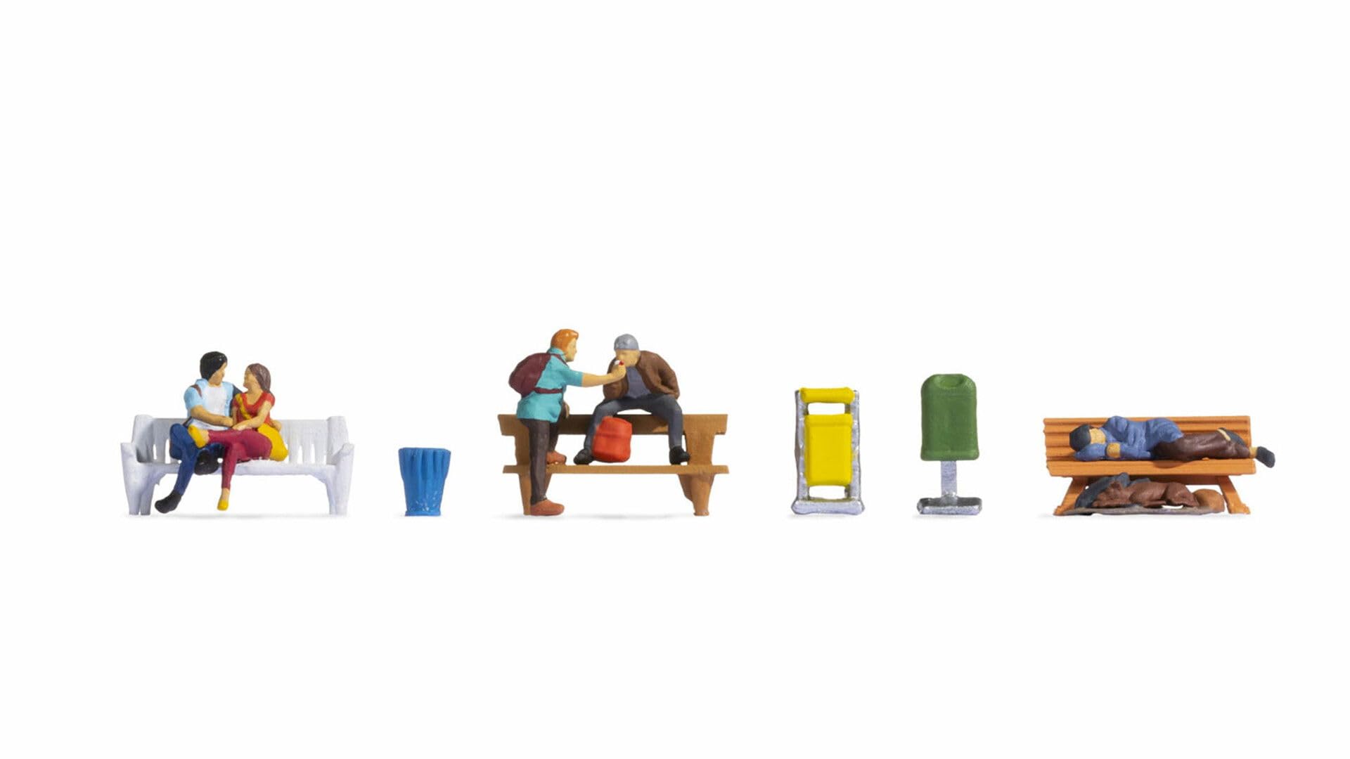 NOCH® People on Benches Realistic Model Figures 1:87 (H0) for Model Railways, Dioramas and Craft Projects