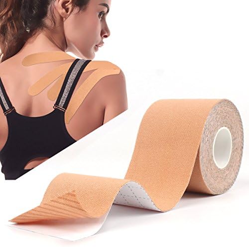Atemto Kinesiology Tape, Athletic Sports Tape Elastic Tape 100% Cotton 2inch x 16ft Roll Uncut Waterproof Breathable for Muscle Support Pain Relief