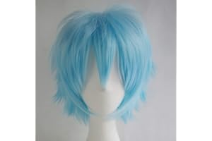 S-noilite Unisex Cosplay Short Pixie Fluffy Straight Hair Wig Women Men Anime Party Dress Costume Hairstyle Synthetic Wigs Light Blue