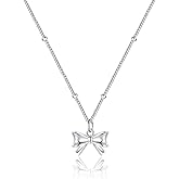 SLUYNZ Solid 925 Sterling Silver Bow Choker Necklace for Women Teens Bowknot Pendant Necklace