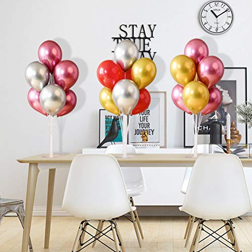 YANSHON 4 Pack Balloon Stands Height Table Balloon Stand Kit, Reusable Clear Balloon Holder for Birthday Baby Shower Wedding Decoration