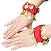 Zhanmai 6 Pairs Belly Dance Wrist Ankle Cuffs Bracelets Chiffon Gold Coin Belly Dance Costume Accessory (Deep Purple, Sapphire Blue, Lake Blue, Pink, Red, Black)