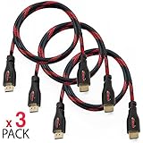 BAM 3 Pack High Speed 4K HDMI Cables – 3’ Long