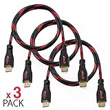 BAM 3 Pack High Speed 4K HDMI Cables - 3' Long