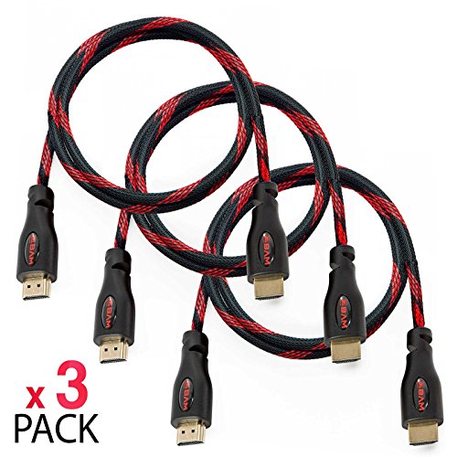 BAM 3 Pack High Speed 4K HDMI Cables - 3' Long