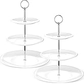 Tatuo 2 Pcs 3 Tier Porcelain Cupcake Stand, Cup Cake Holder Tower, Pastry Serving Elegant Dessert White Ceramic Tiered Stand 