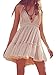 R.Vivimos Womens Summer Halter Deep V Neck Sexy Patchwork Mini Short Dresses Large Beige