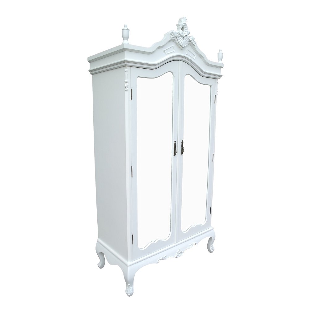 French Double Full Mirrored Painted Antique White Armoire Amazon