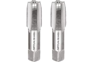Saipe 2pcs 1/4"-18 NPT Pipe Tap Set, High Speed Steel Tapered Pipe Thread Tap for Cleaning or Re-Thread Damaged or Jam Pipe Threads