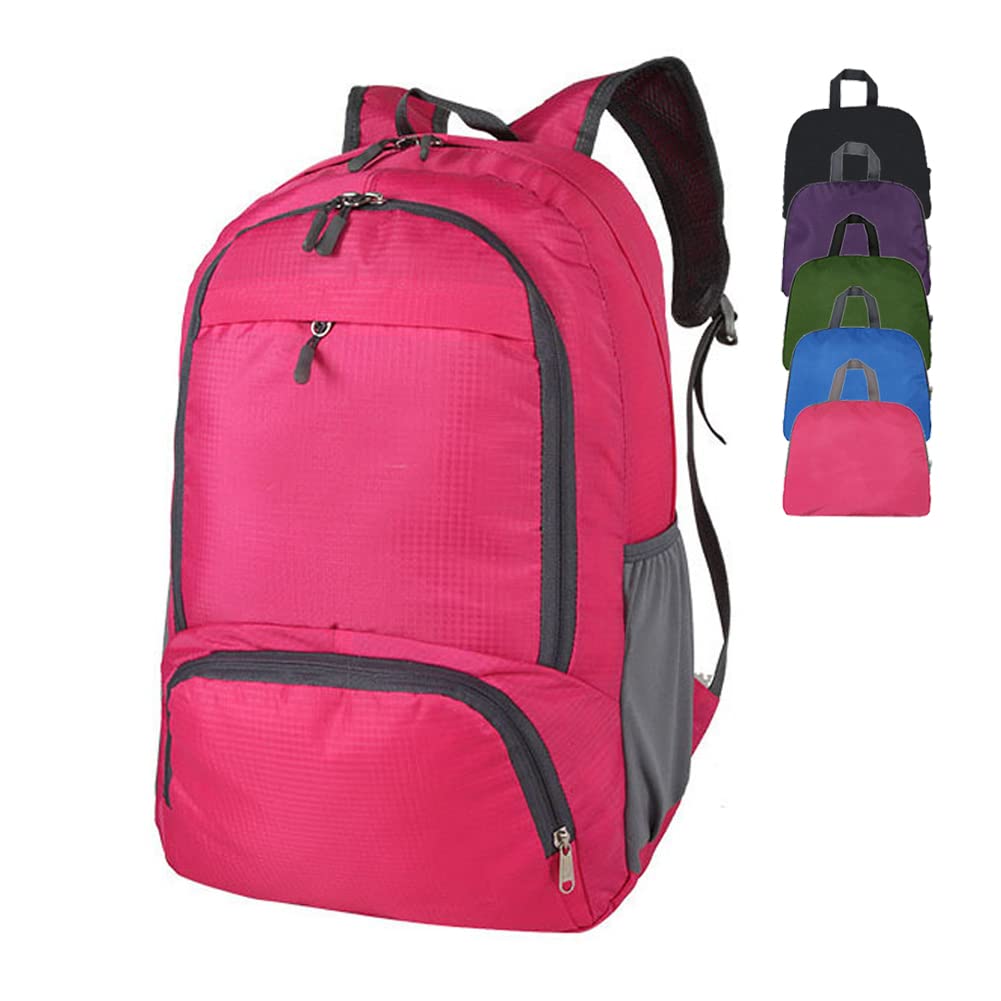 HYCOPROT 35L Packable Backpack Ultra Lightweight Foldable Rucksack Water Resistent Breathable Bag for Men Women Outdoor Camping Walking Hiking Climbing Travel Daypack (Rose red) — image 1