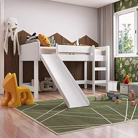 Cama infantil com escorregador cabana cacá siena móveis branco Clearance