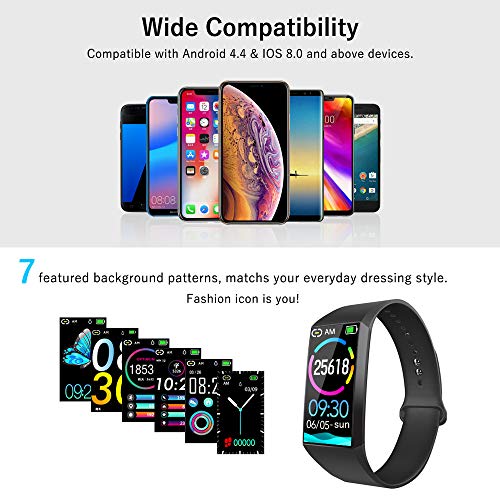 Fitness Tracker Watch, Smart Watch with Heart Rate Monitor Blood Pressure Monitor, IPX7 Waterproof Pedometer Watch with Sleep Monitor Smart Bracelet Watch with Step Counter, Calorie Counter