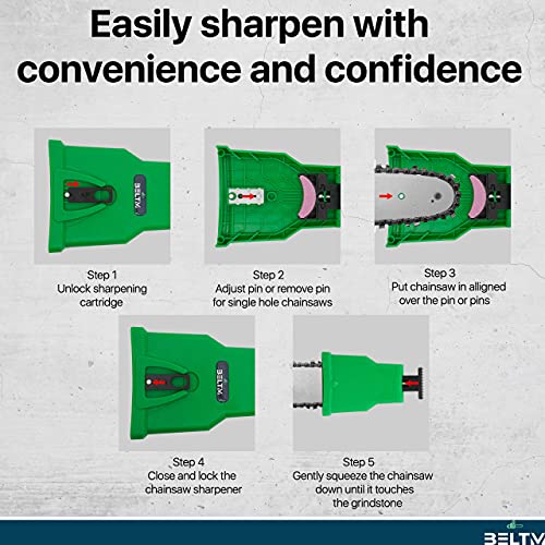 Chainsaw Sharpener Kit, Chainsaw Teeth Sharpener for 14/16/18/20 Inch One/Two Holes. Safest/Fastest Manual Chainsaw Blade Sharpener Tools. Compact Design Chainsaw Tool Pouch. Unique Chainsaw File Set