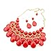 Coffled Women's Alloy Chain Acrylic Chunky Statement Bib Necklace (Multi-color) 18 (Rose Red)