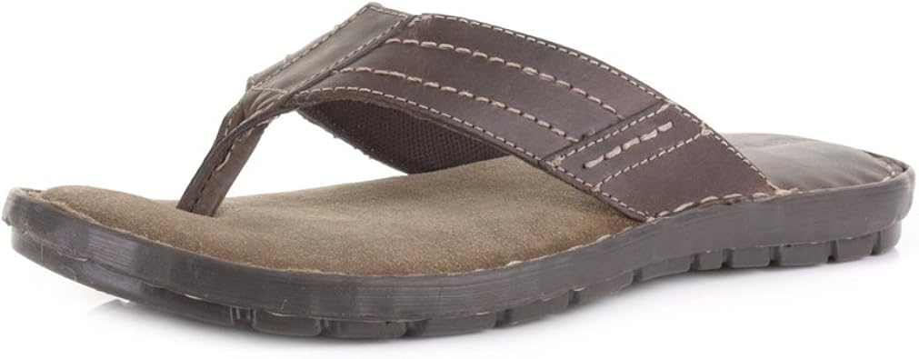 mens leather toe post flip flops