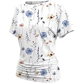 Misakia Womens Ruched Tops Casual T Shirts Dolman Short Sleeve Shirts Crewneck Summer Batwing Tops 2026