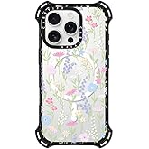 CASETiFY Bounce Case for iPhone 16 Pro [Shockproof / 21.3 ft. 6X Military Grade Drop Protection/Compatible with Magsafe] - Pink Pastel Cute Floral - Clear Black