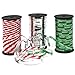 Christmas Curling Ribbon Pack of 3 Rolls Green, Red & White Stripes, and Metallic Silver; Holiday Party Crafts Supplies Decorations- 100 Yards Per Roll - Total of 900 Feet; By Gift Boutique