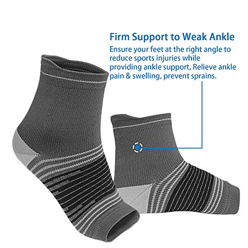 Compression Socks Sleeves (2 Pairs) for Heel Pain Relief, Best Compression Foot Sleeves with Arch Support for Plantar Fasciitis, Heel Pain, Foot & Ankle Support, Dark Grey M