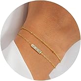 Turandoss Birthstone Bracelets for Women, Dainty 14K-Gold-Plated Stackable 3 Birthstone Gemstone Bracelet Set, Trendy 12 Months Layered Birthday Jewelry Gifts for Teen Girls Women