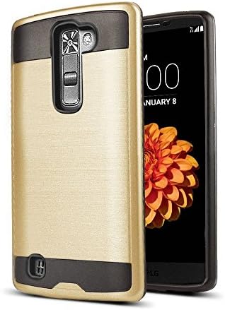 LG K10 Case, tekSonic K 10 Case [Champagne] Stylish Brushed Metal Texture Slim Cover Case for LG K10 (Gold)