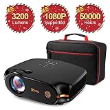 RAGU Z498 Mini Projector, 2019 Upgraded Full HD 1080P 180" Display Supported, 50,000 Hrs Home Movie Projector for PC/MAC/DVD/TV/Xbox/Movies/Games/Smartphone with HDMI/VGA/USB/AV/SD (Black)