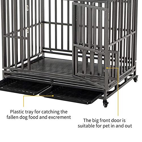 LUCKUP Heavy Duty Dog Cage Metal Kennel And Crate For Medium And Large Dogs, Pet Playpen With