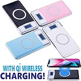 50000mAh Power Bank Qi Wireless Charging 2 USB LCD LED Portable Battery Charger (Black)