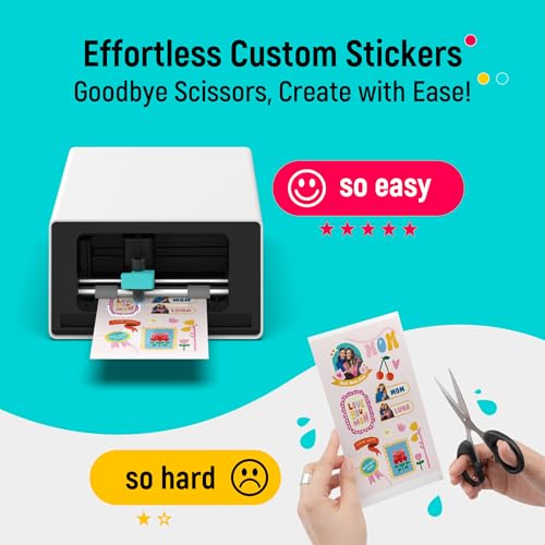 Liene PixCut S1 Color Sticker Printer & Cutting Machine - All-in-One Sticker Maker for DIY Crafts, Custom Labels & Gifts. Thermal Dye-Sublimation Photo Printer, 300 DPI, Precise AI Auto-Cutting