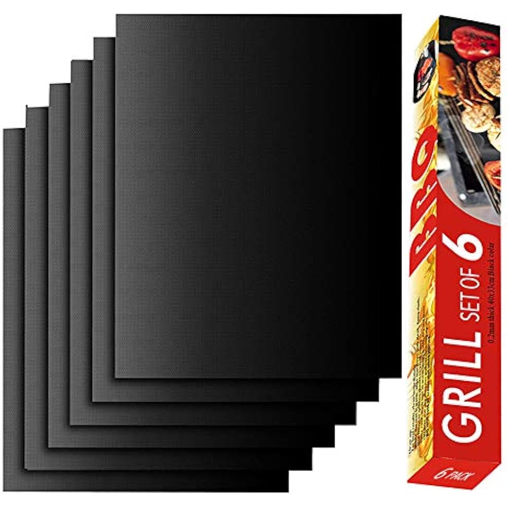 Grill Mat Set Of 6 100 NonStick BBQ Mats, Heavy Duty, Reusable, And