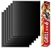 RENOOK Grill Mat Set of 6 - 100% Non-Stick BBQ Grill Mats, Heavy Duty, Reusable, and Easy to Clean - Works on Electric Grill Gas Charcoal BBQ  - 15.75 x 13-Inch, Black