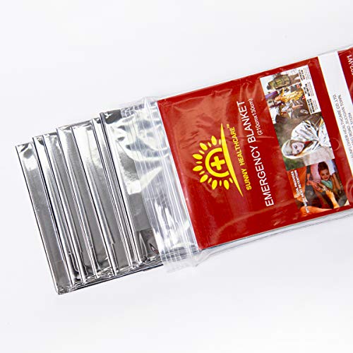 SUNNY HEALTHCARE Emergency Mylar Thermal Blankets (16-Pack) for Outdoors, Hiking, Survival, Marathons or First Aid