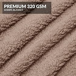 Sherpa Throw Blanket for Couch - 60x80, Beige with