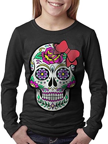 Sugar Death Skull Bow Big Boys/Girls Cotton Long Sleeve Cool T-Shirt Tee Crewneck M