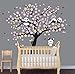 LUCKKYY Three Playful Pandas Bear on Cherry Blossom Tree Wall Decal Tree Wall Sticker Nursery and Children's Room (Pink)