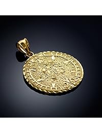 Colgante de oro amarillo de 10 quilates, diseño azteca, color maya, diámetro de 1.0 in