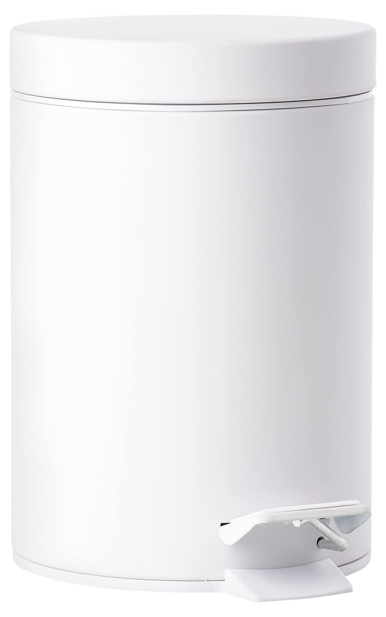 Zone Denmark Only 3L Round Stainless Steel White Bin – Rubbish Bin 3 L, Round, Stainless Steel, White, Pedal, 17 cm