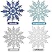 Zhehao 32 Pieces 4 Inch Christmas Glitter Snowflake Hanger Plastic Snowflake Ornaments and Silvery Cords for Christmas Decoration, White/Blue/Silver/Turquoise