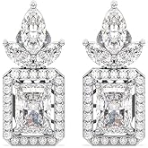 Certified 2-4.65 Carat Moissanite Dangle Earrings for Women, D Color, 925 Sterling Silver with 18K Gold Rhodium Plating Solitaire Sparkling Earring for Wedding, Anniversary, Mother’s Day Gift