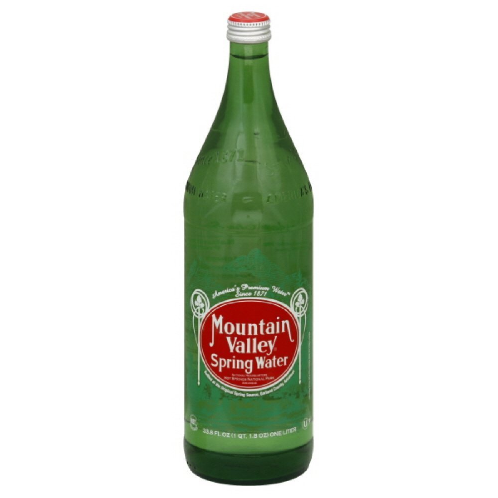 Mountain Valley Spring Water Glass Bottle 33.8 Ounces (Pack of 12)