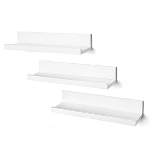 Americanflat Set of Three 14 Inch Floating Wall Shelves - White